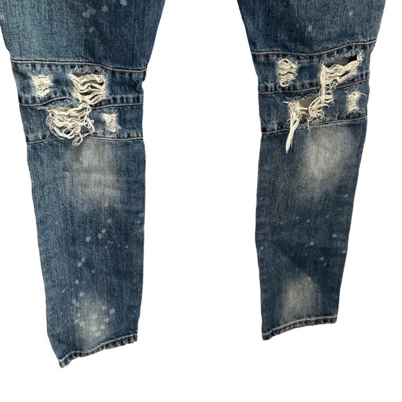 embellish jeans mens 32 Distressed Destroyed Tapered Skinny blue stretch - Picture 9 of 11